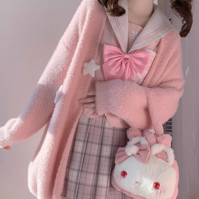 Pink Knitted Cardigan with Star