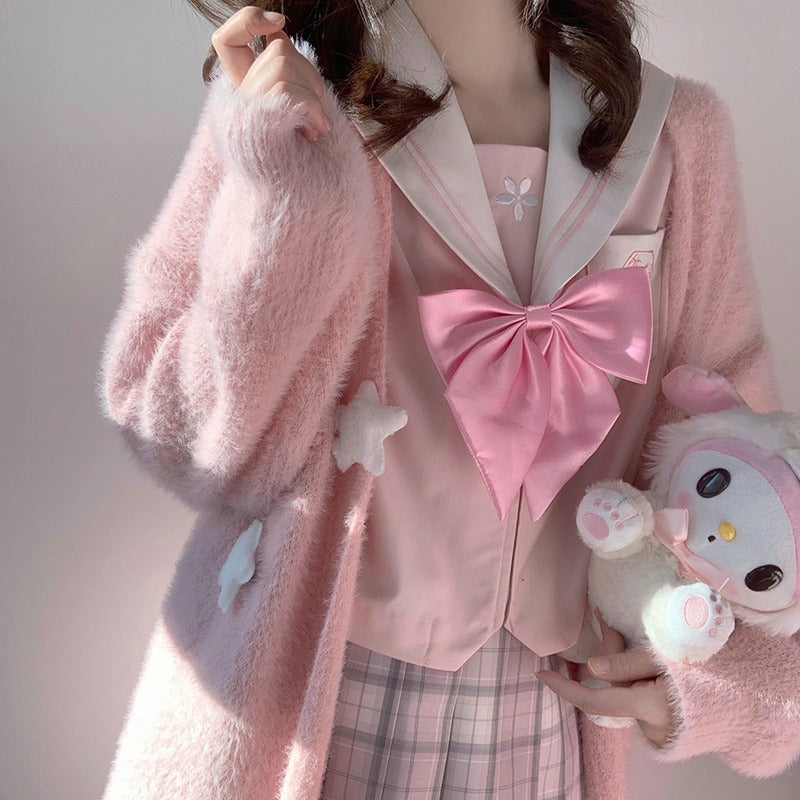 Pink Knitted Cardigan with Star