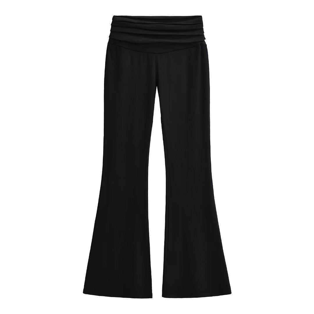Pleated Waistband Flare Pants