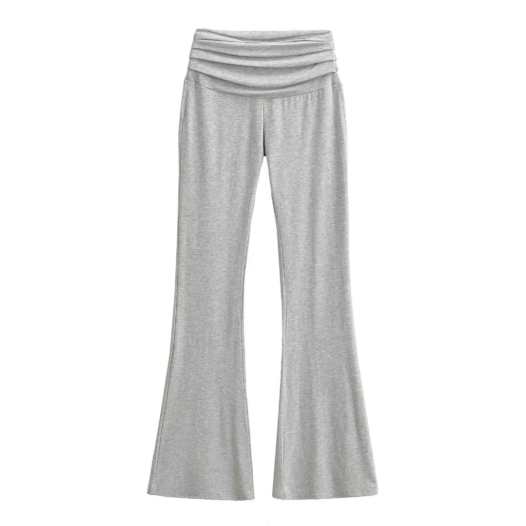 Pleated Waistband Flare Pants