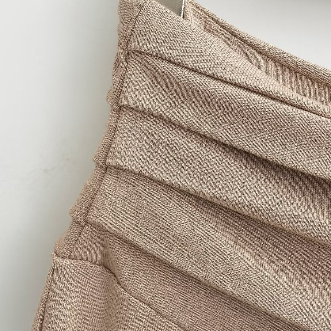 Pleated Waistband Flare Pants
