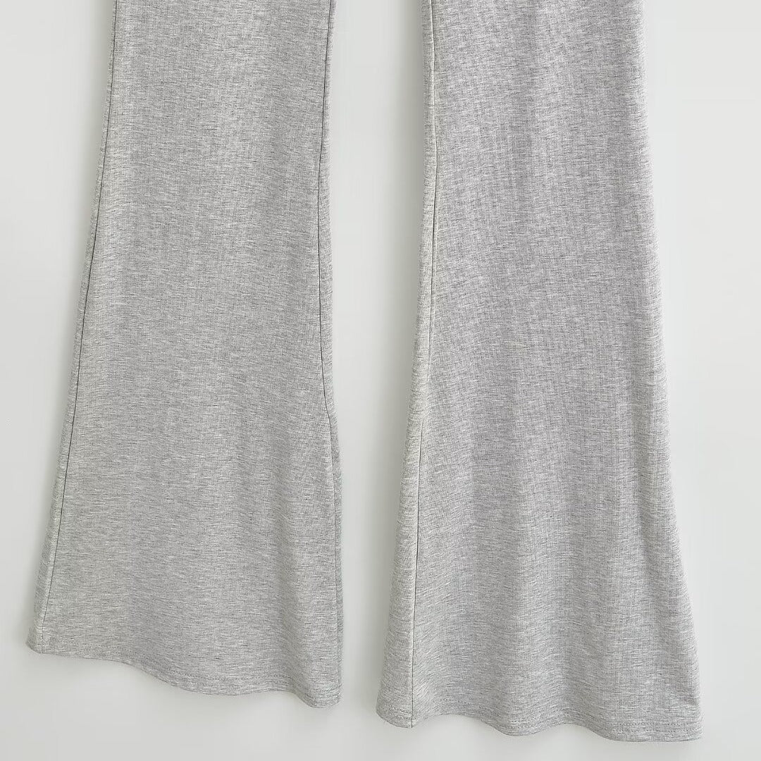 Pleated Waistband Flare Pants