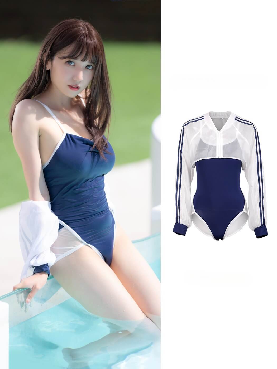 Preppy One Piece Swimsuit and Sun-proof Suit