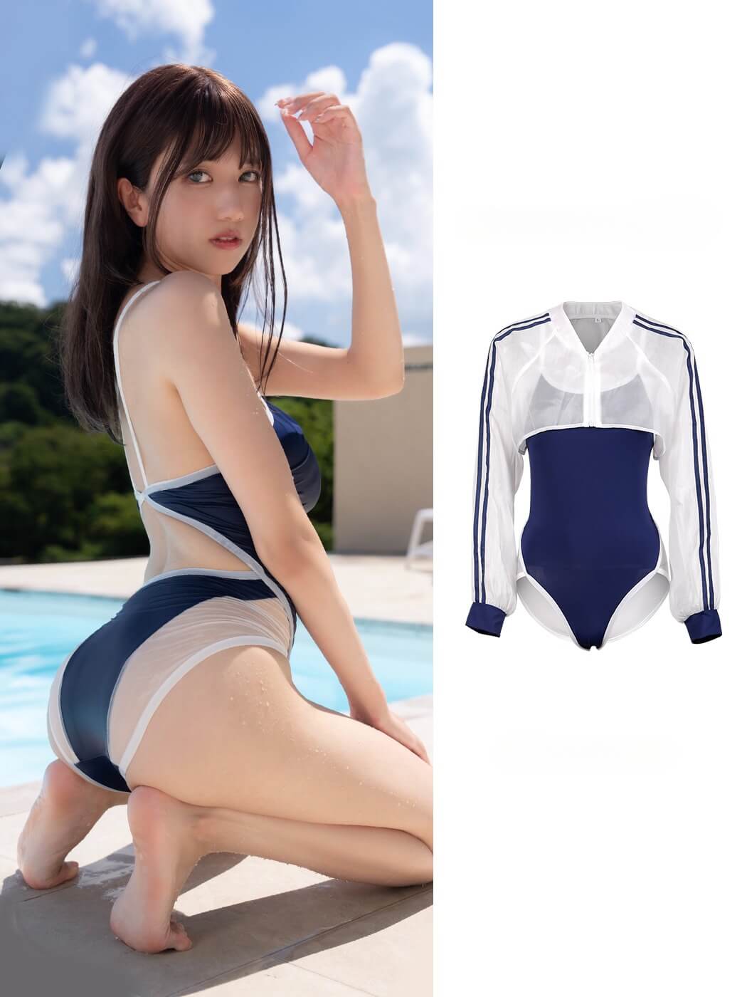 Preppy One Piece Swimsuit and Sun-proof Suit