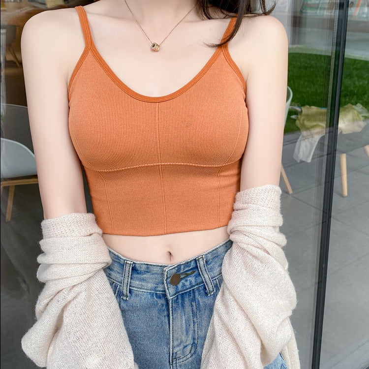 femboy Ribbed Camisole Top in orange