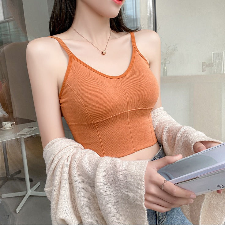 femboy Ribbed Camisole Top in orange