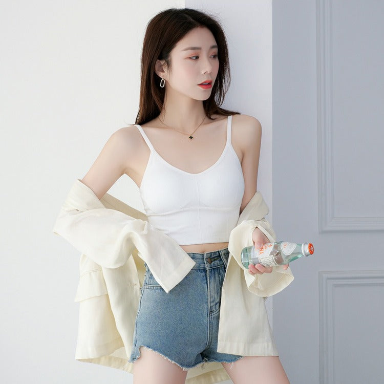 femboy Ribbed Camisole Top in white