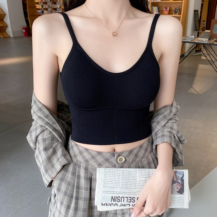 femboy Ribbed Camisole Top in black
