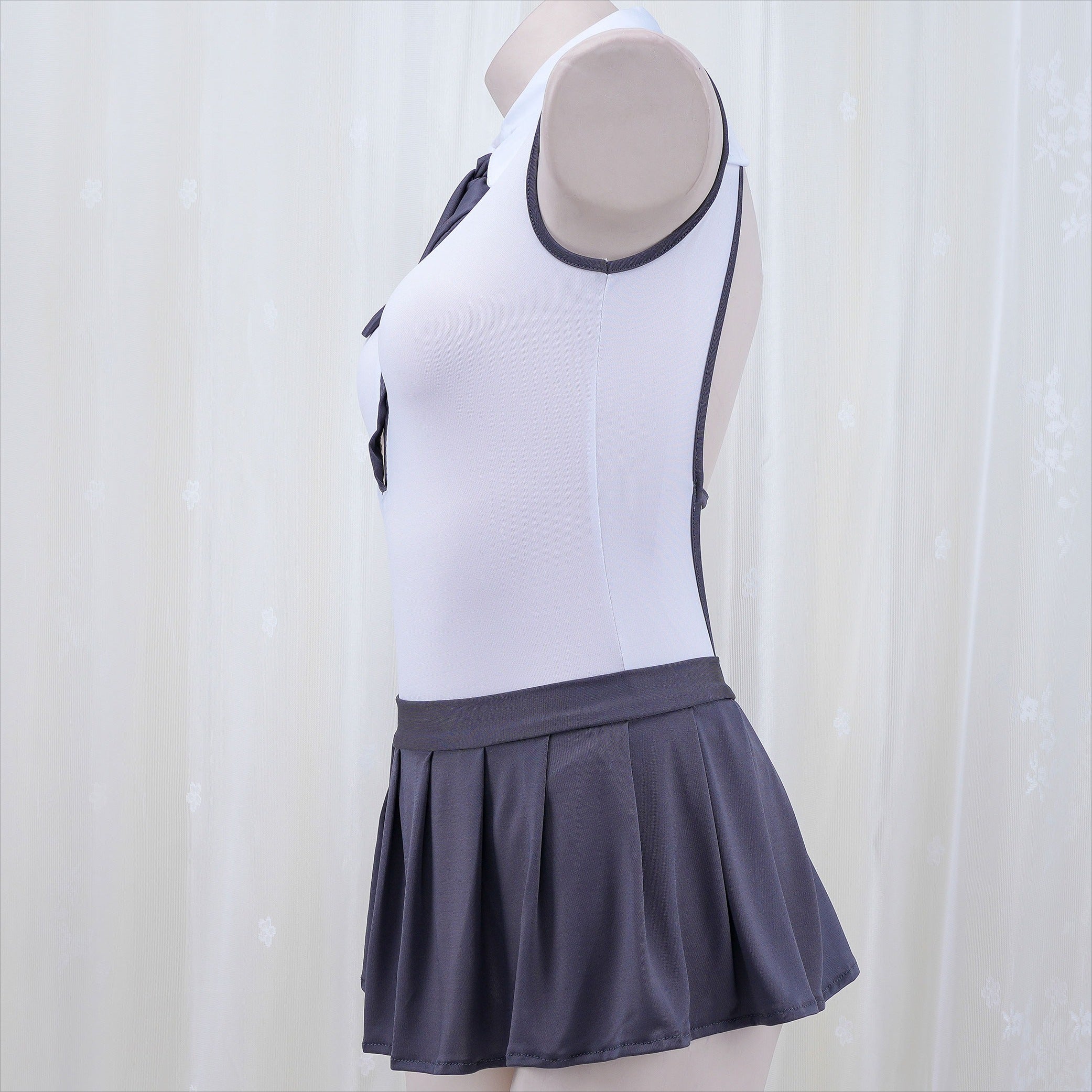 Schoolgirl Backless Miniskirt Bodysuit Set