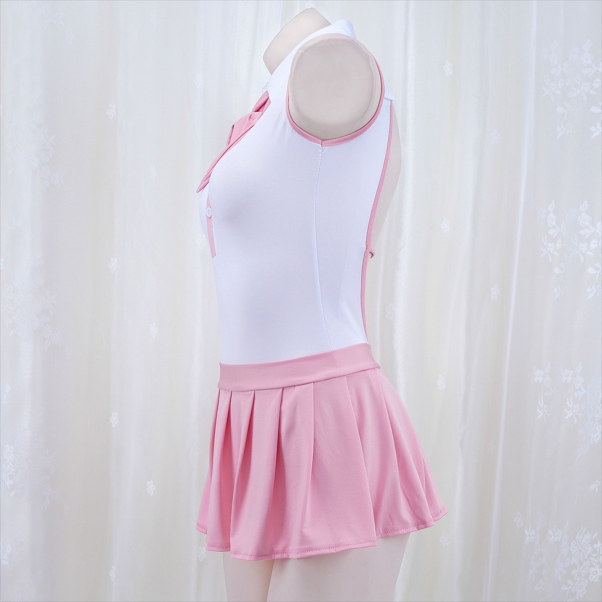 Schoolgirl Backless Miniskirt Bodysuit Set