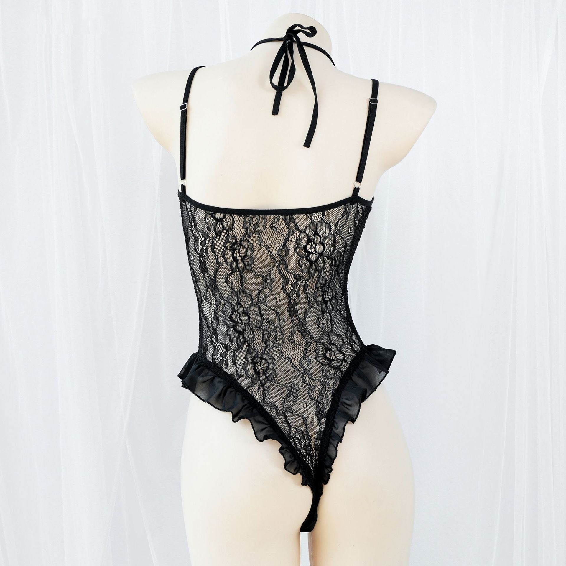 Sexy Chiffon Ruffled Bodysuit