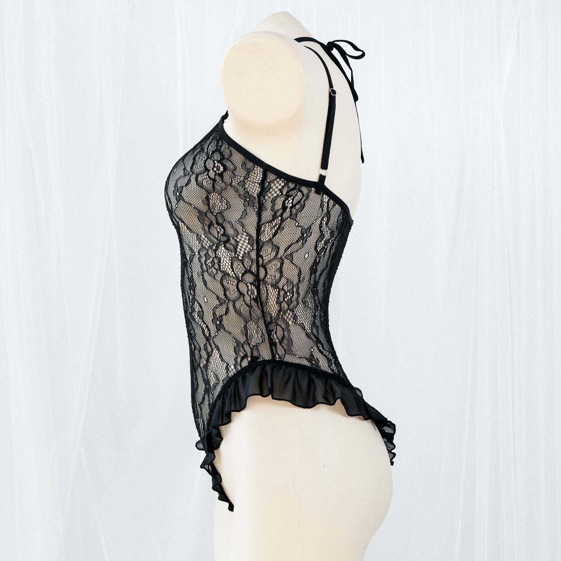 Sexy Chiffon Ruffled Bodysuit