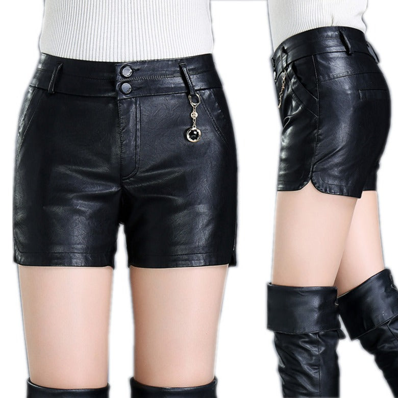 Small Slit Leather Bootcut Shorts
