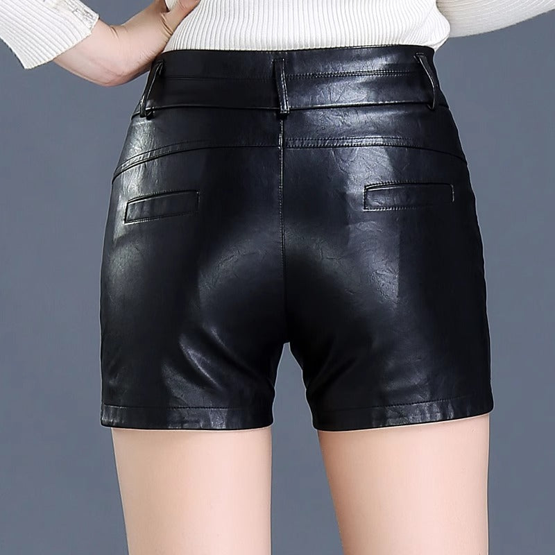 Small Slit Leather Bootcut Shorts