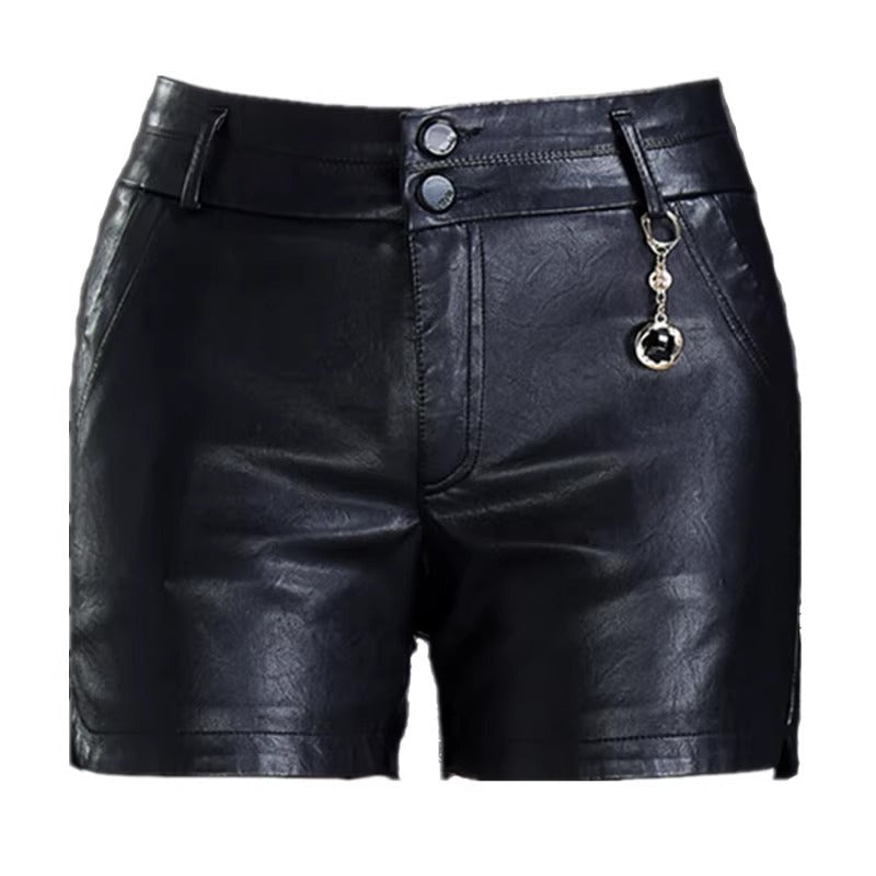 Small Slit Leather Bootcut Shorts
