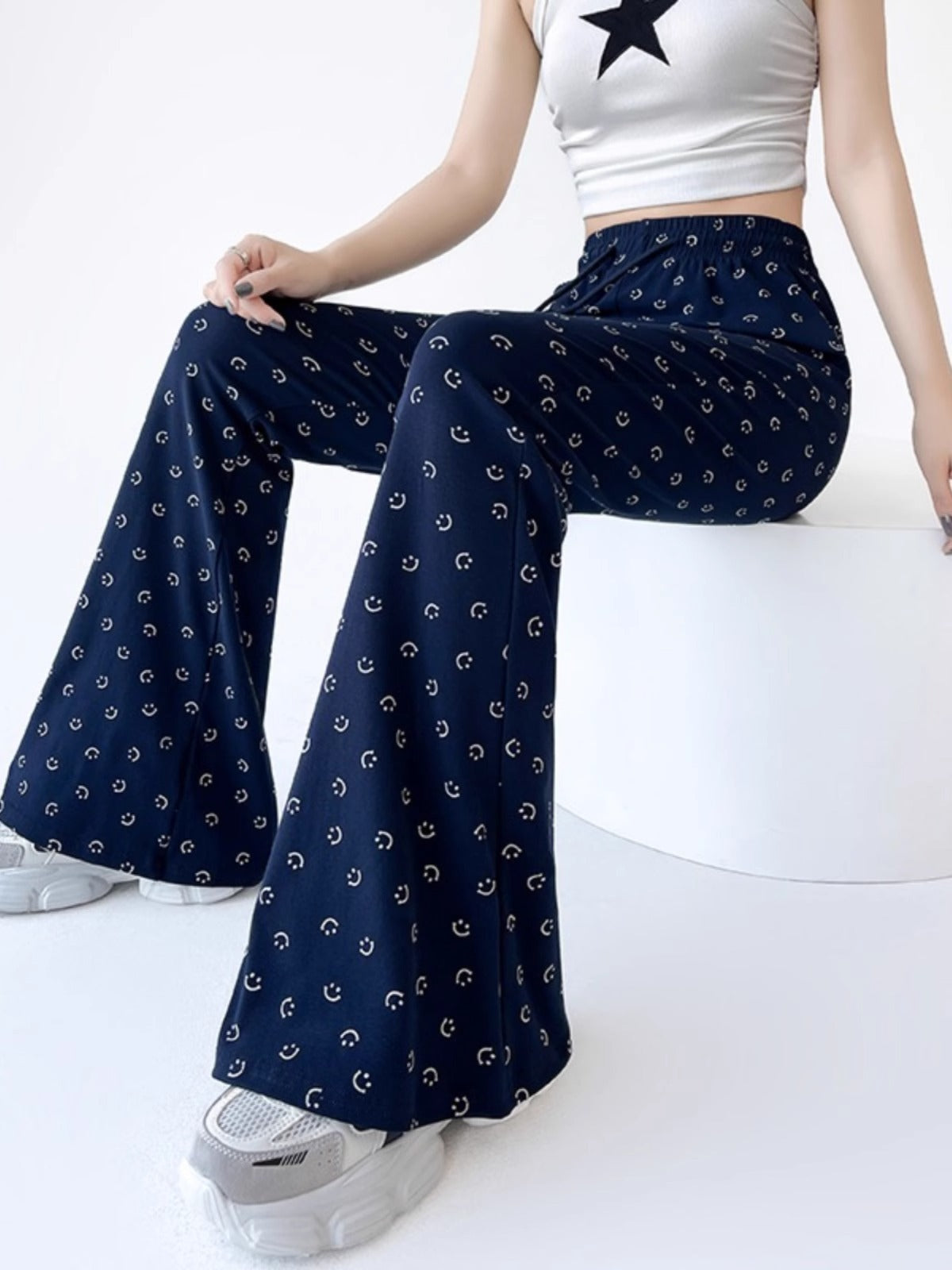 Smiley Ice Silk Flare Pants
