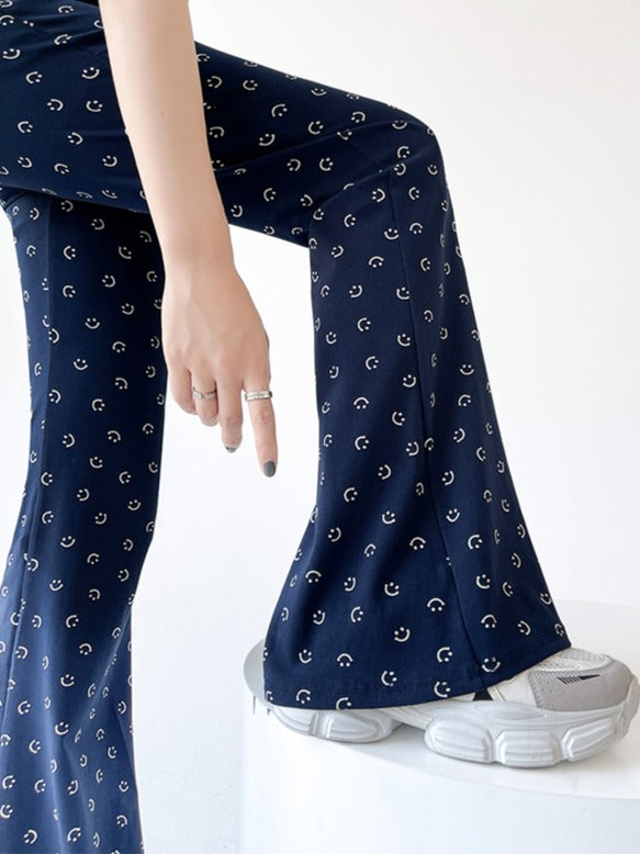Smiley Ice Silk Flare Pants