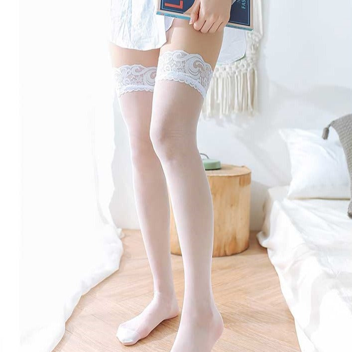 Solid Stretch Stockings for Femboy