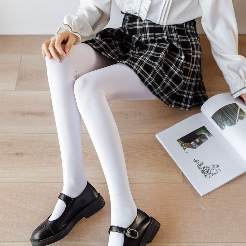 Solid Thigh Highs white