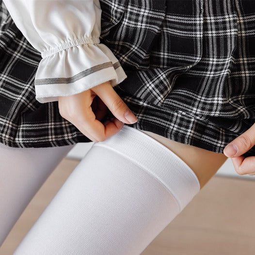 Solid Thigh Highs white