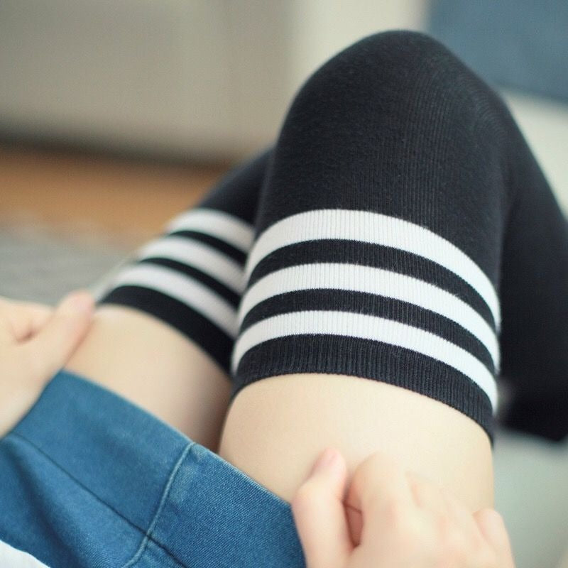 Striped Cotton Femboy Thigh Highs