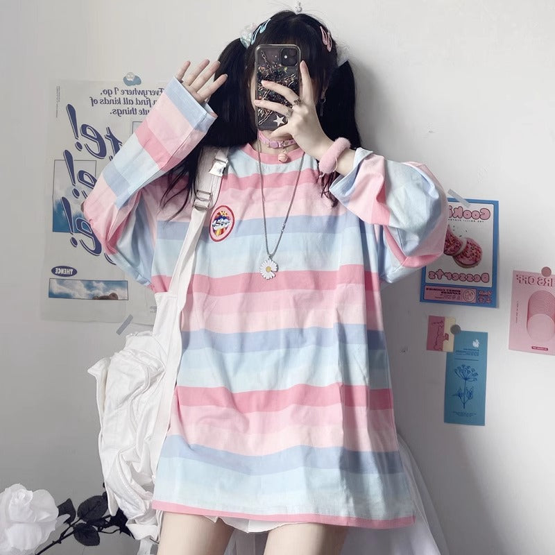 Striped Loose Long Sleeve T-shirt
