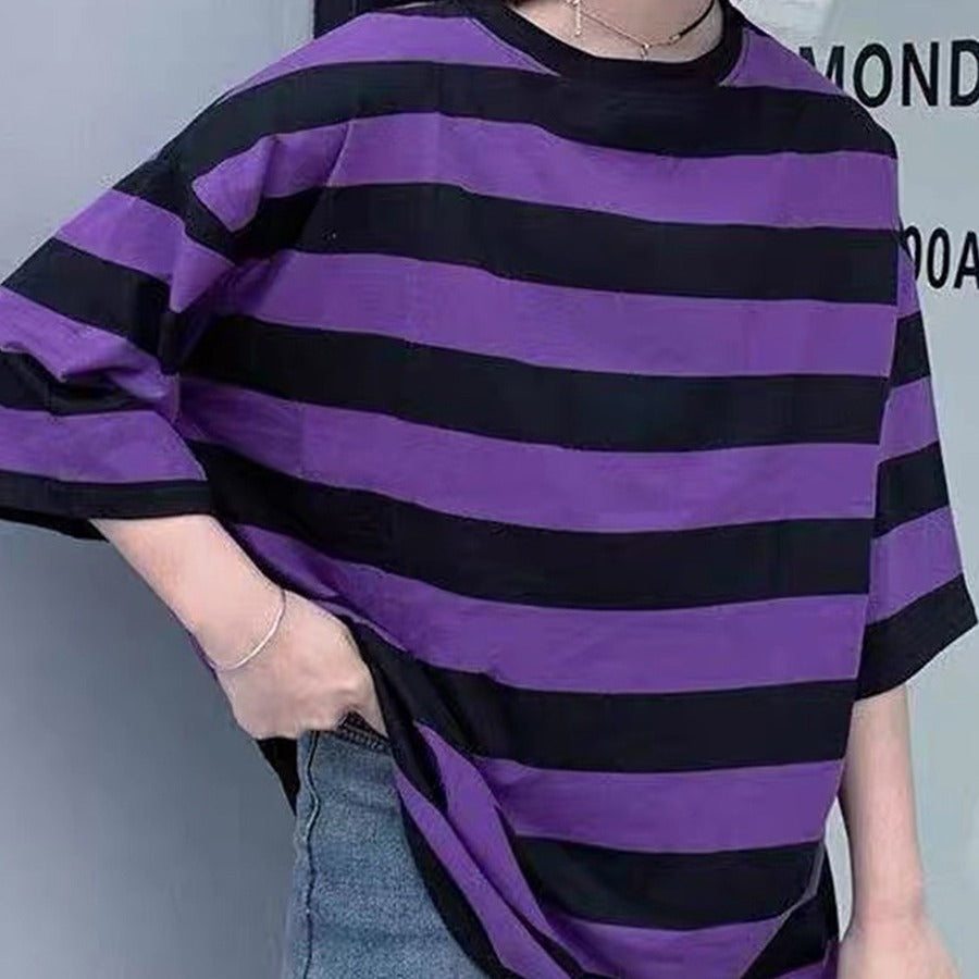 Summer Emo Striped Loose T-shirt