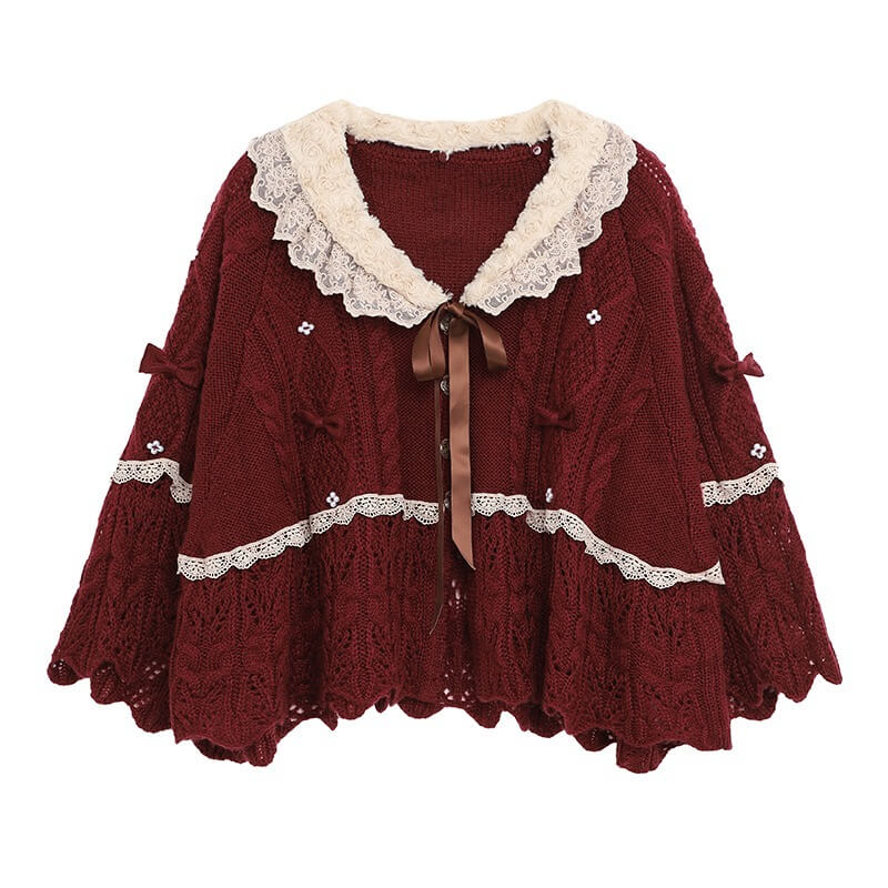 Vintage Red Crochet Cape