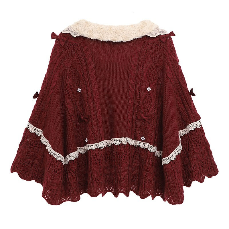 Vintage Red Crochet Cape