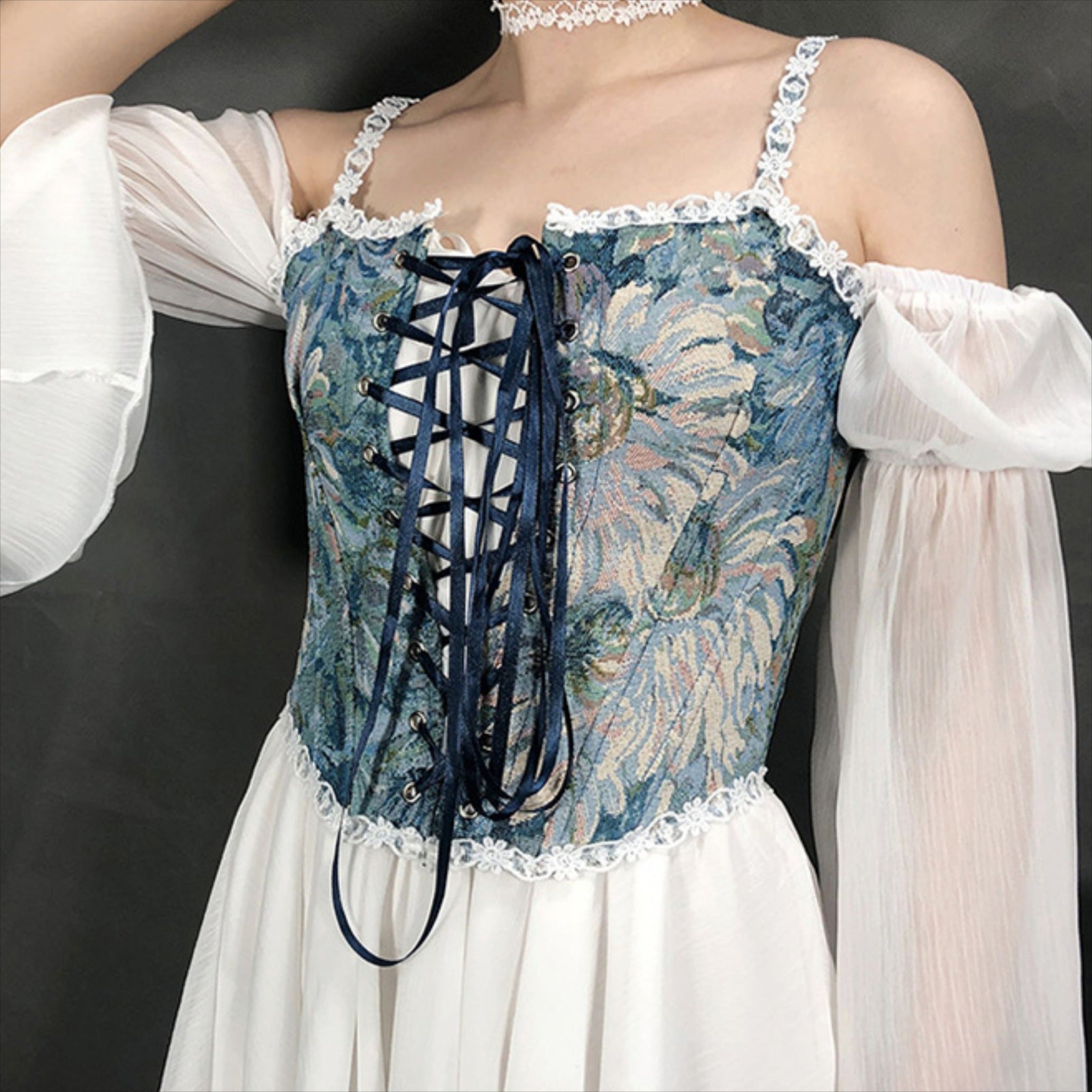 Vintage Jacquard Embroidered Corset