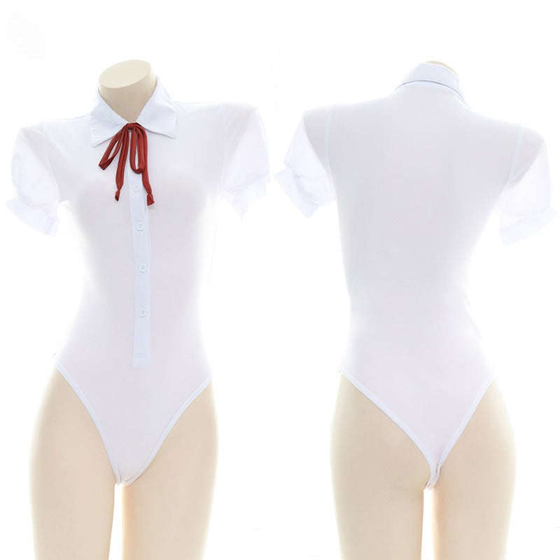 White Schoolgirl Bodysuit Shirt