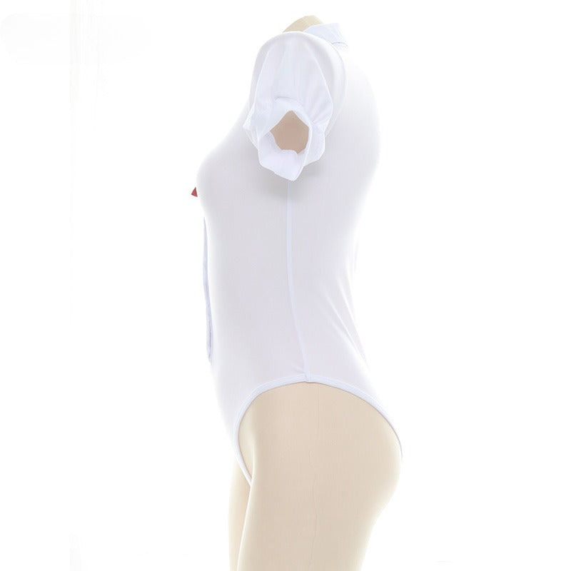 White Schoolgirl Bodysuit Shirt