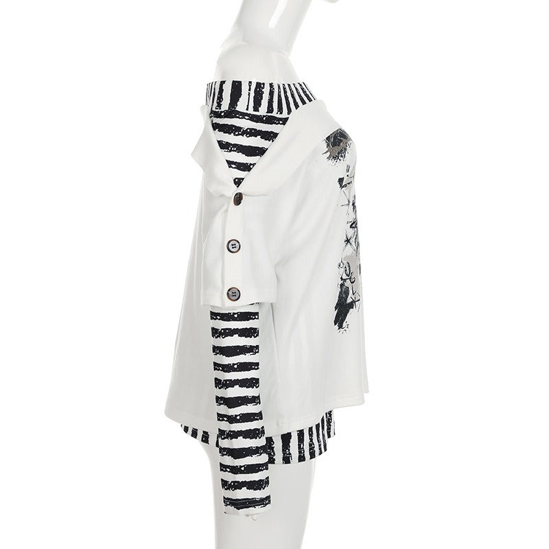 Abstract Striped Halter Off Shoulder Top