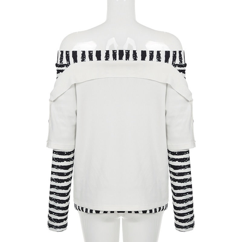 Abstract Striped Halter Off Shoulder Top