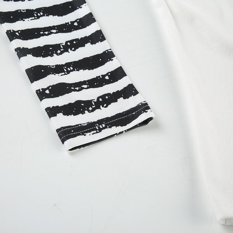 Abstract Striped Halter Off Shoulder Top