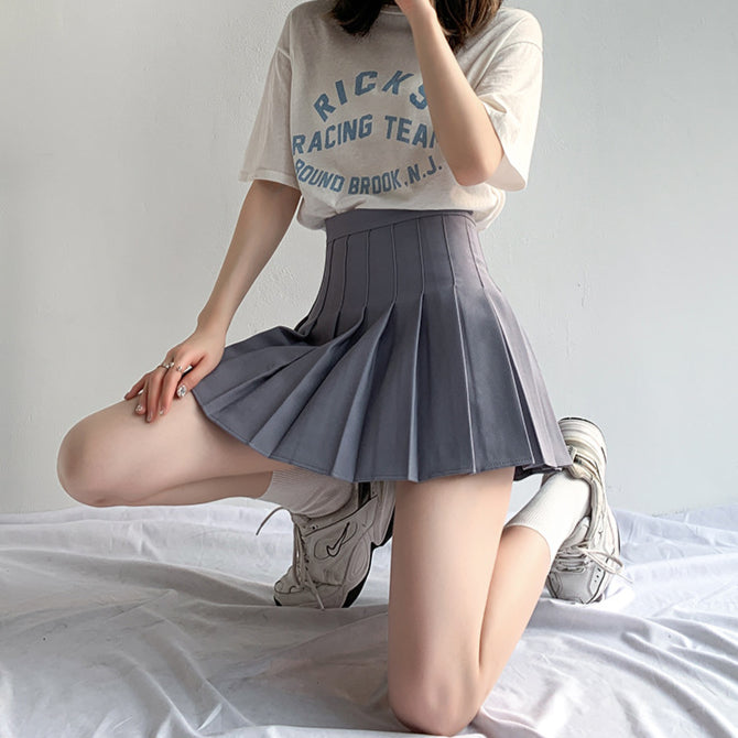 Kawaii Solid Pleated Skirt