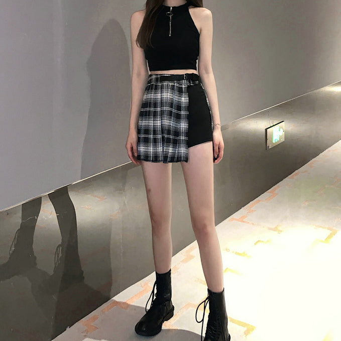 Femboy Hung Irregular Slit Pleated Skirt