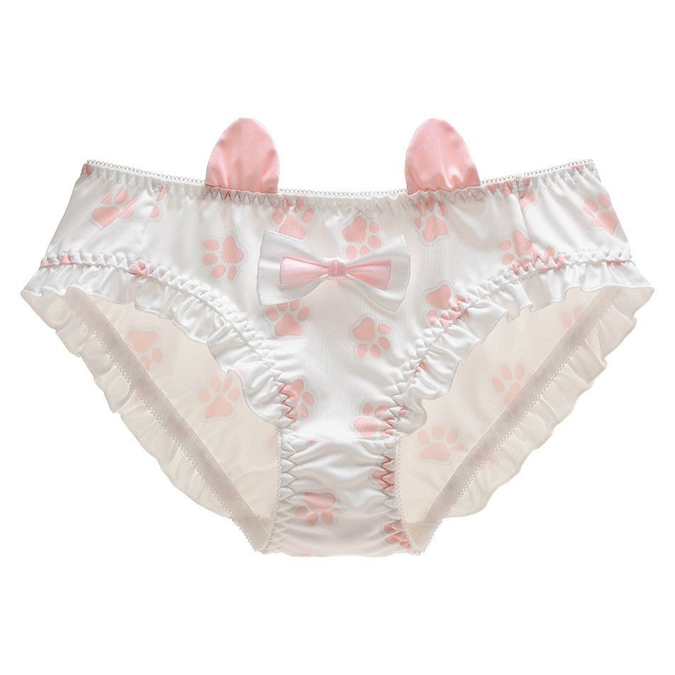 Cat Paw Ruffled Panties with Bow