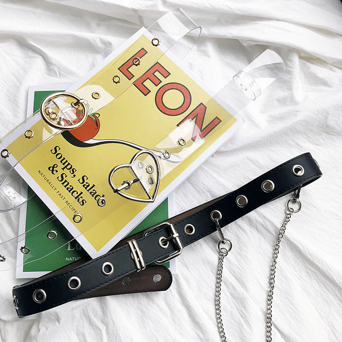 Single Row Eyelet Belt with Chain