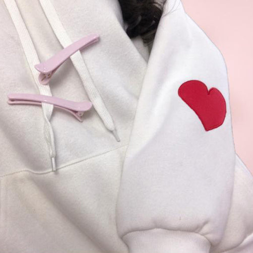 Cute Heart Fleece Femboy Hoodie