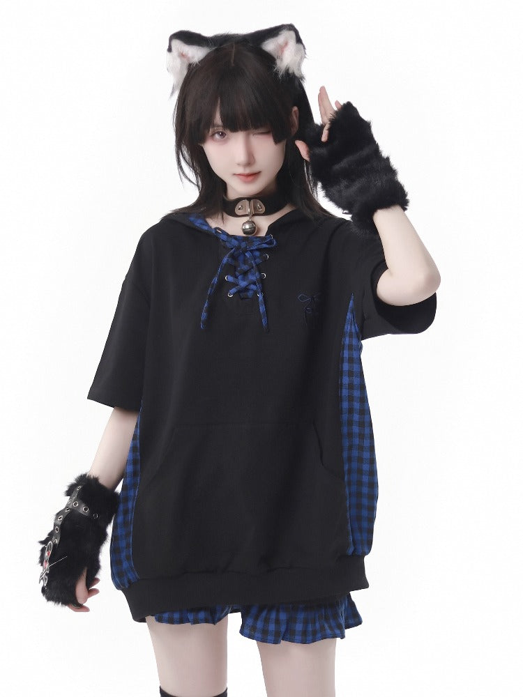 Blue Plaid Cat Ear Outfits