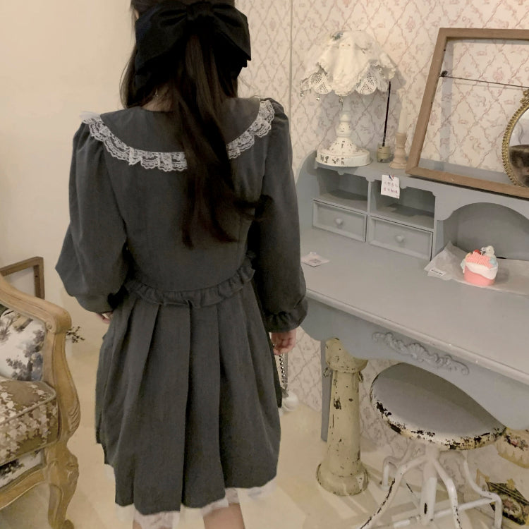 Gray Doll Collar Lace Sissy Dress.