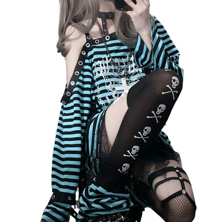 Virtual Butterfly Striped Top