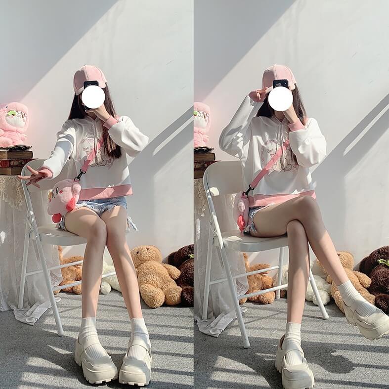 Sweet Bunny Cake Short Hoodie