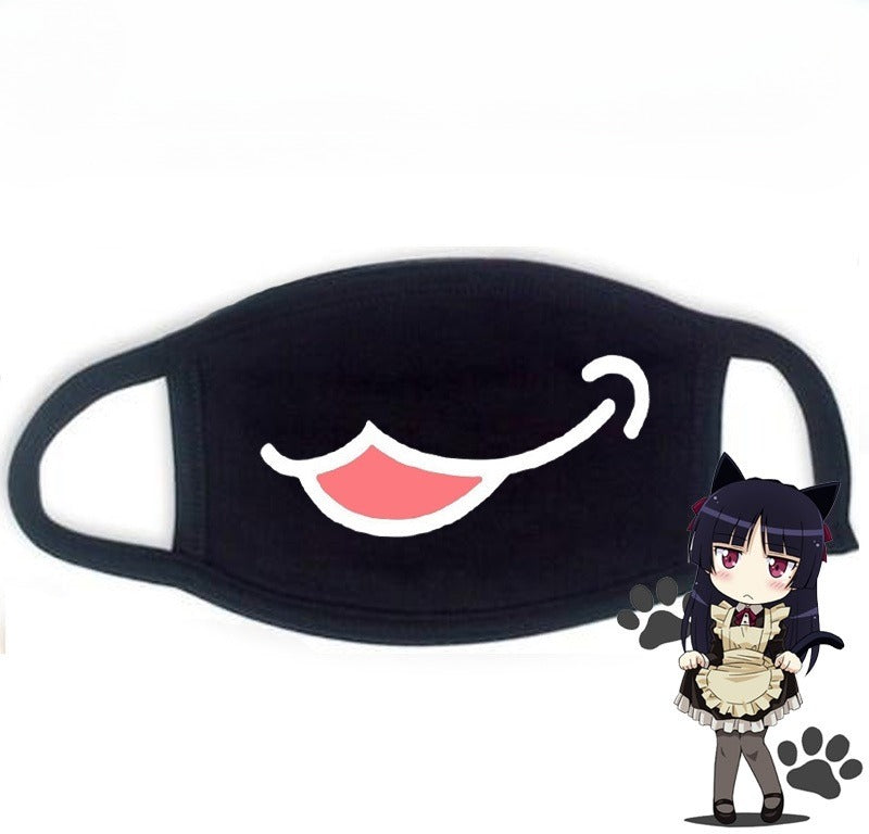 Cute Kaomoji Black Cotton Face Mask