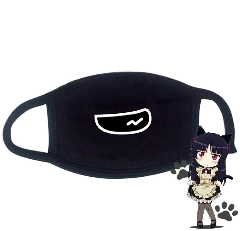 Cute Kaomoji Black Cotton Face Mask