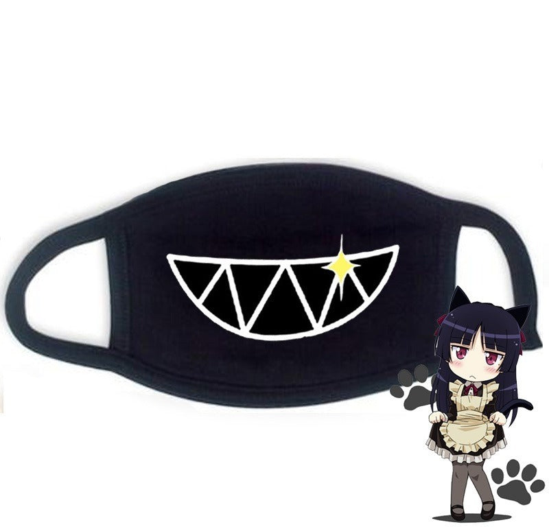 Cute Kaomoji Black Cotton Face Mask