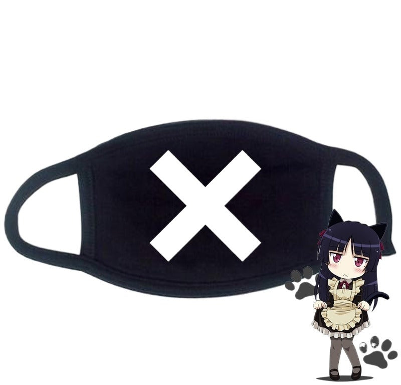 Cute Kaomoji Black Cotton Face Mask