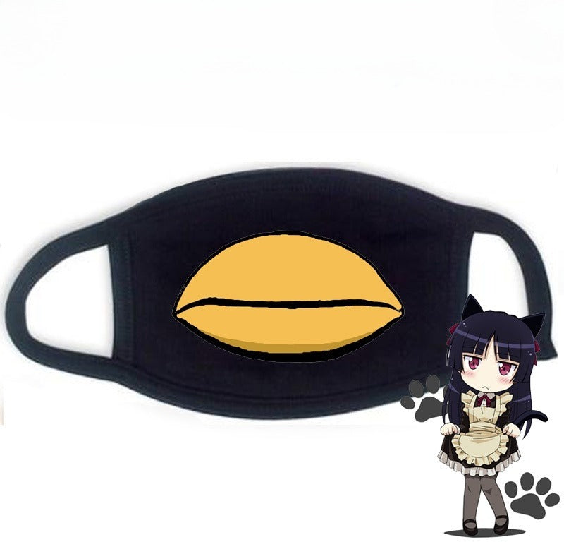 Cute Kaomoji Black Cotton Face Mask
