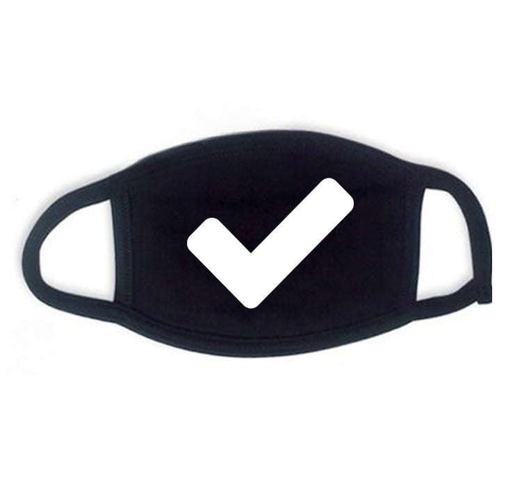 Cute Kaomoji Black Cotton Face Mask